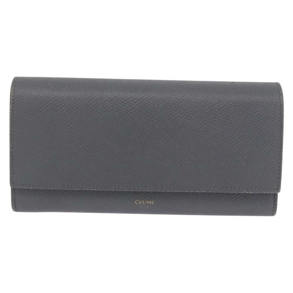 Celine Leather Long Wallet Gray